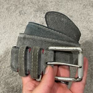 Torino European Suede Dress Belt Men's Size 32 Grey Silver Buckle